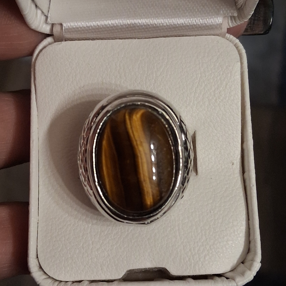 Vintage Stainless Steel Tiger's Eye Ring